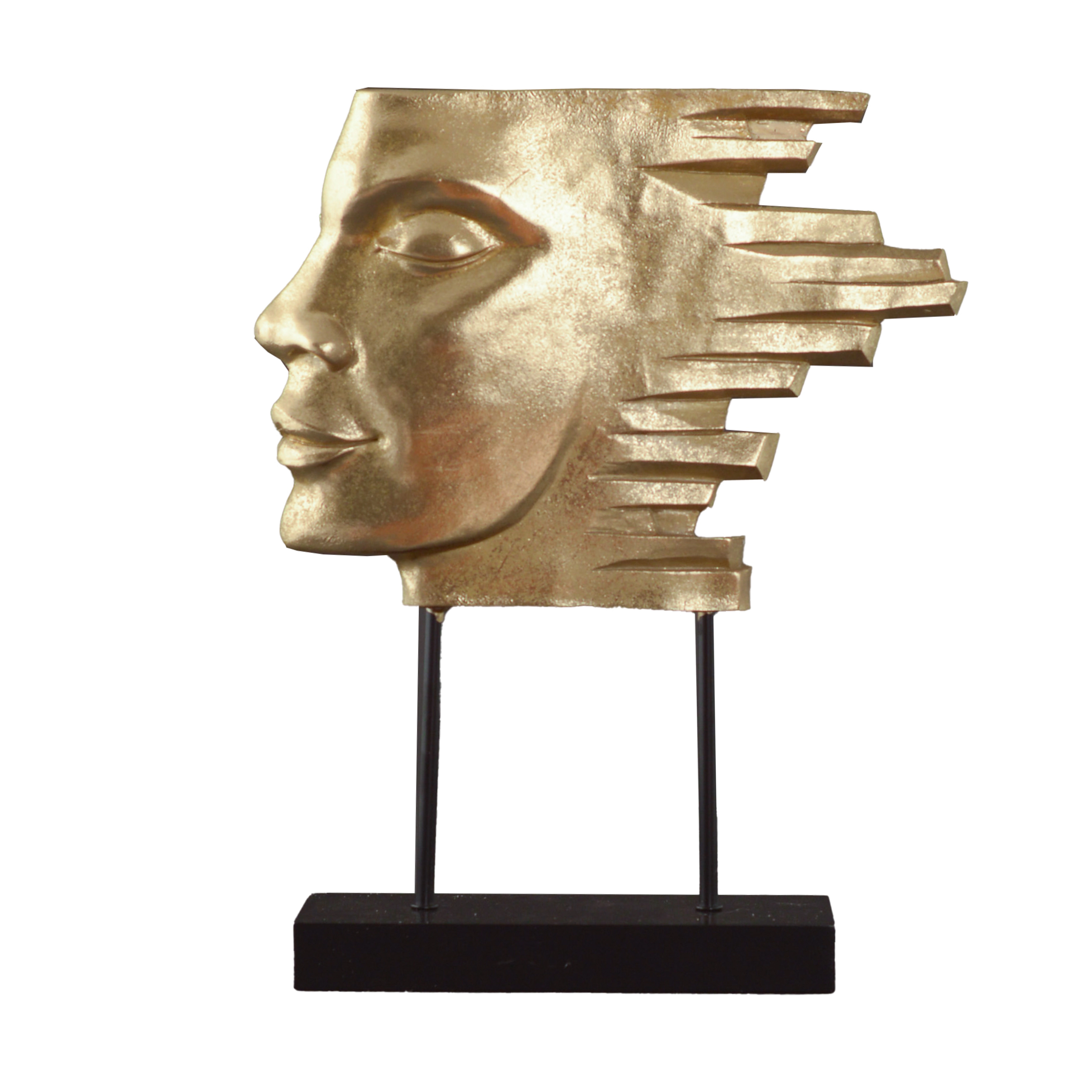 Estatueta Rosto Vento Resina Dourada 35cm V50 062 Mcd