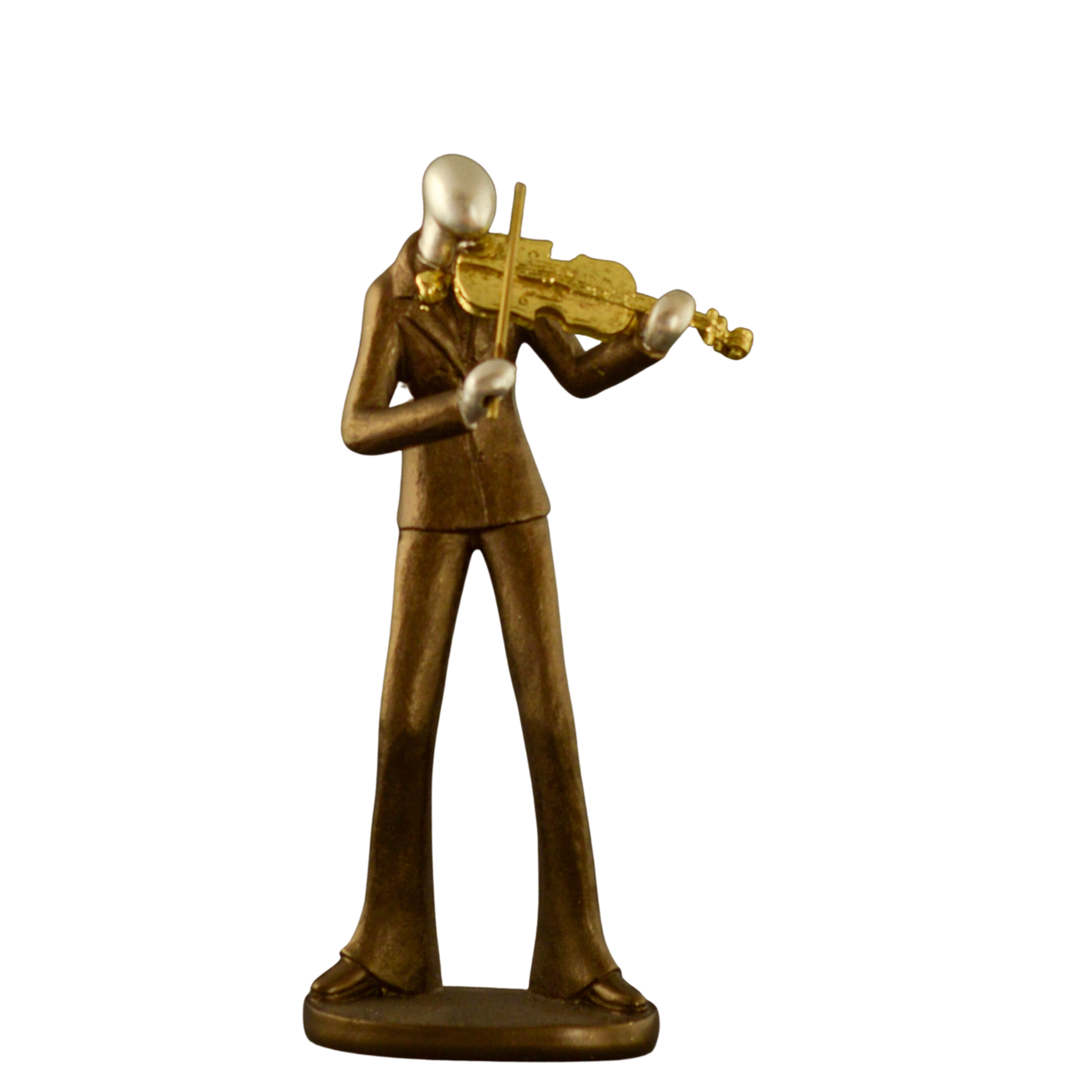 Estatueta Musico Violinista Resina Ouro Velho 26cm 16 1018 Mcd
