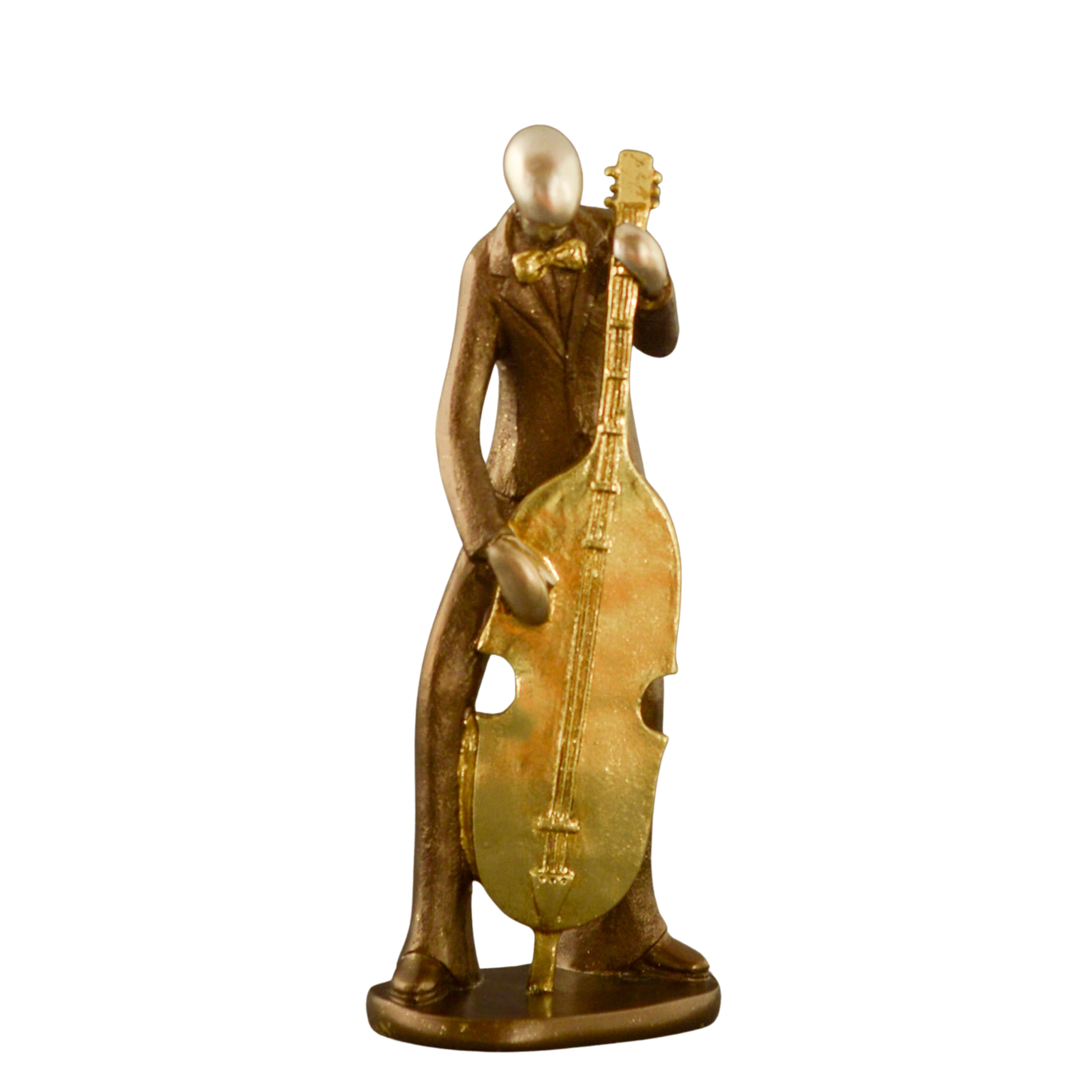 Estatueta Musico Violoncelista Resina Ouro Velgo 26cm 16 1019 Mcd