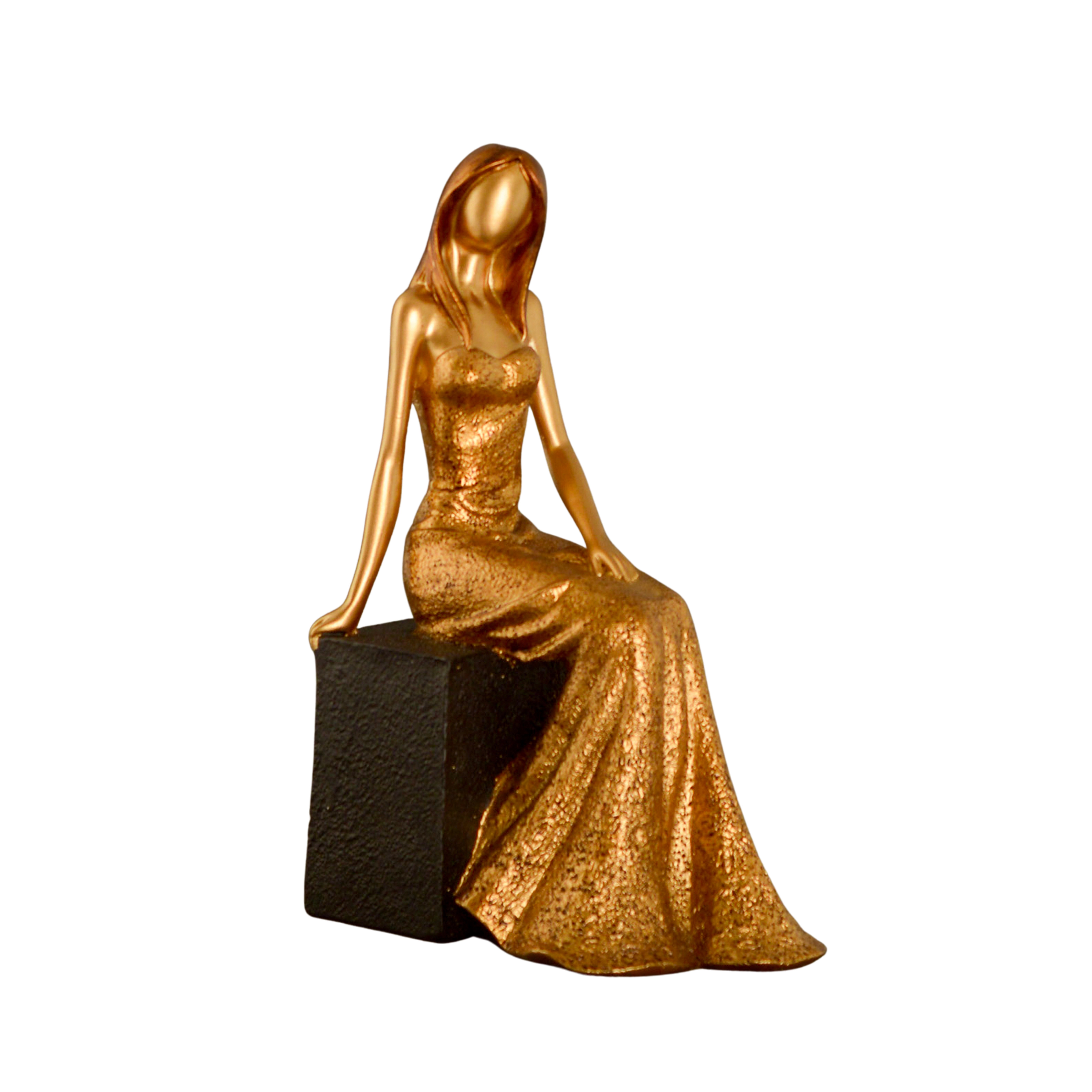Estatueta Mulher Resina Ouro Velho 25cm 16 306 Mcd