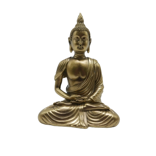 Estatueta Buddha Meditando Resina Dourado 13cm 22 011 Mcd