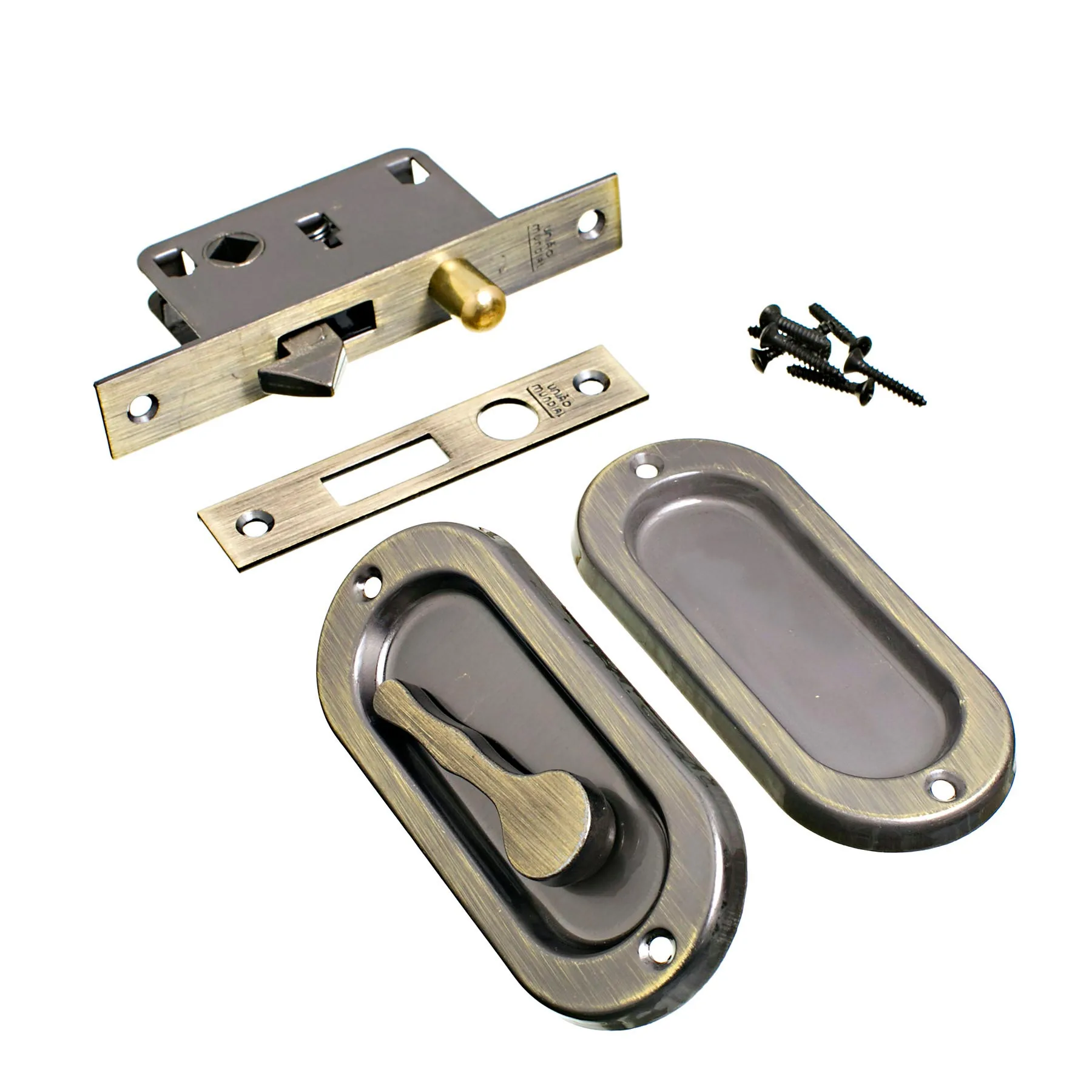 Fecho Concha Embutir Latão Oxidado 100x40mm 1 peça