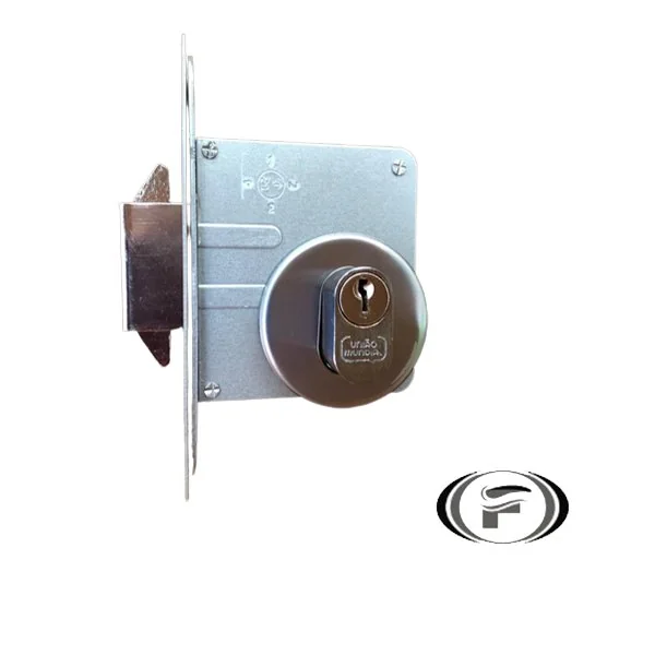 Fechadura Bater Correr 45mm Externa Roseta Redonda Cromada Uniao Mundial