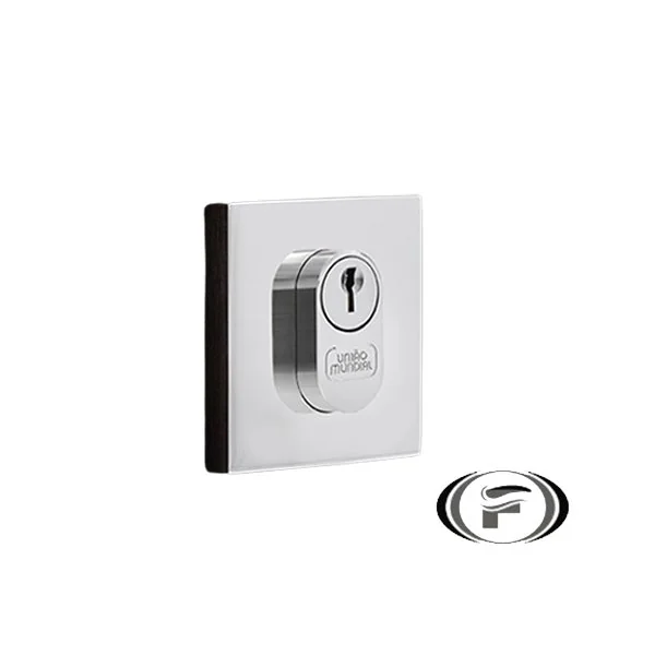 Fechadura Rolete 40mm Cromada Uniao Mundial Roseta Quadrada