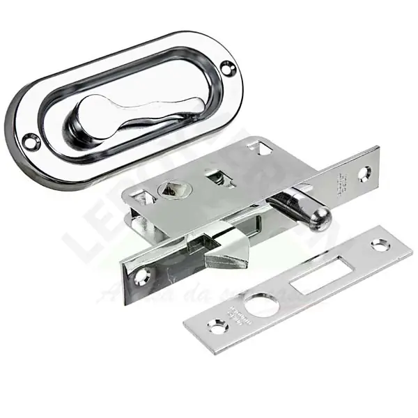 Fecho Concha de Embutir para Janela Latão Prata Brilhante 100x40mm União Mundial
