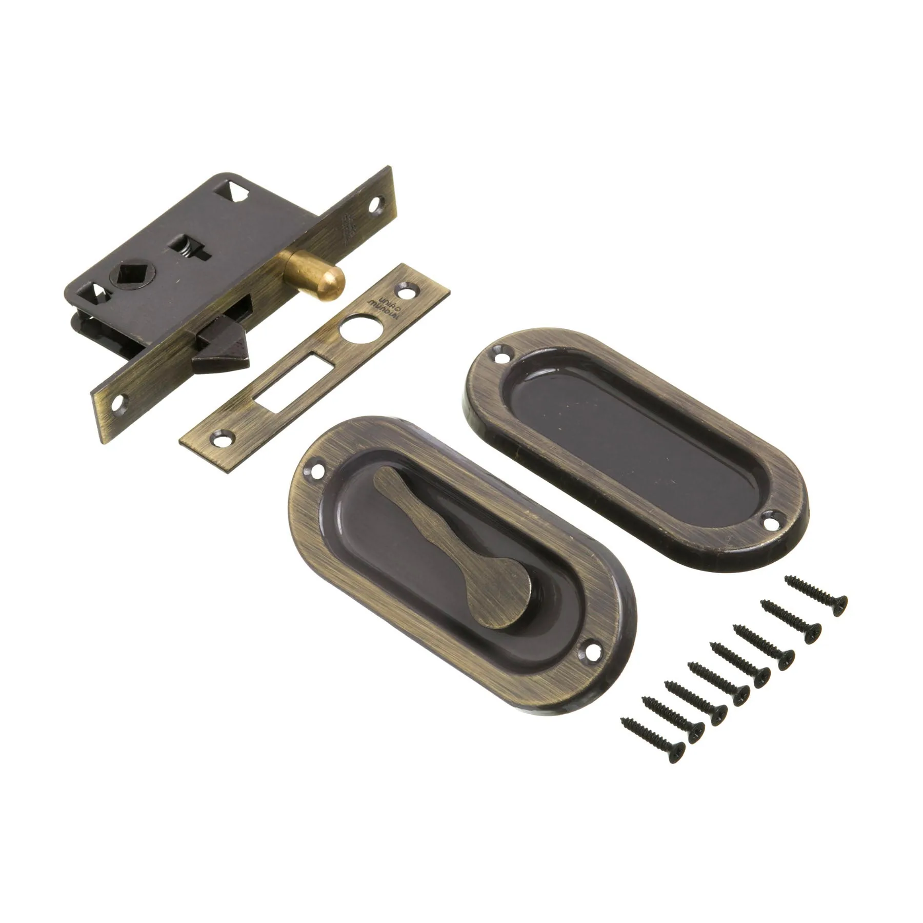Fecho Concha de Embutir para Janela Aço Ouro Velho Oxidado 100x40mm União Mundial