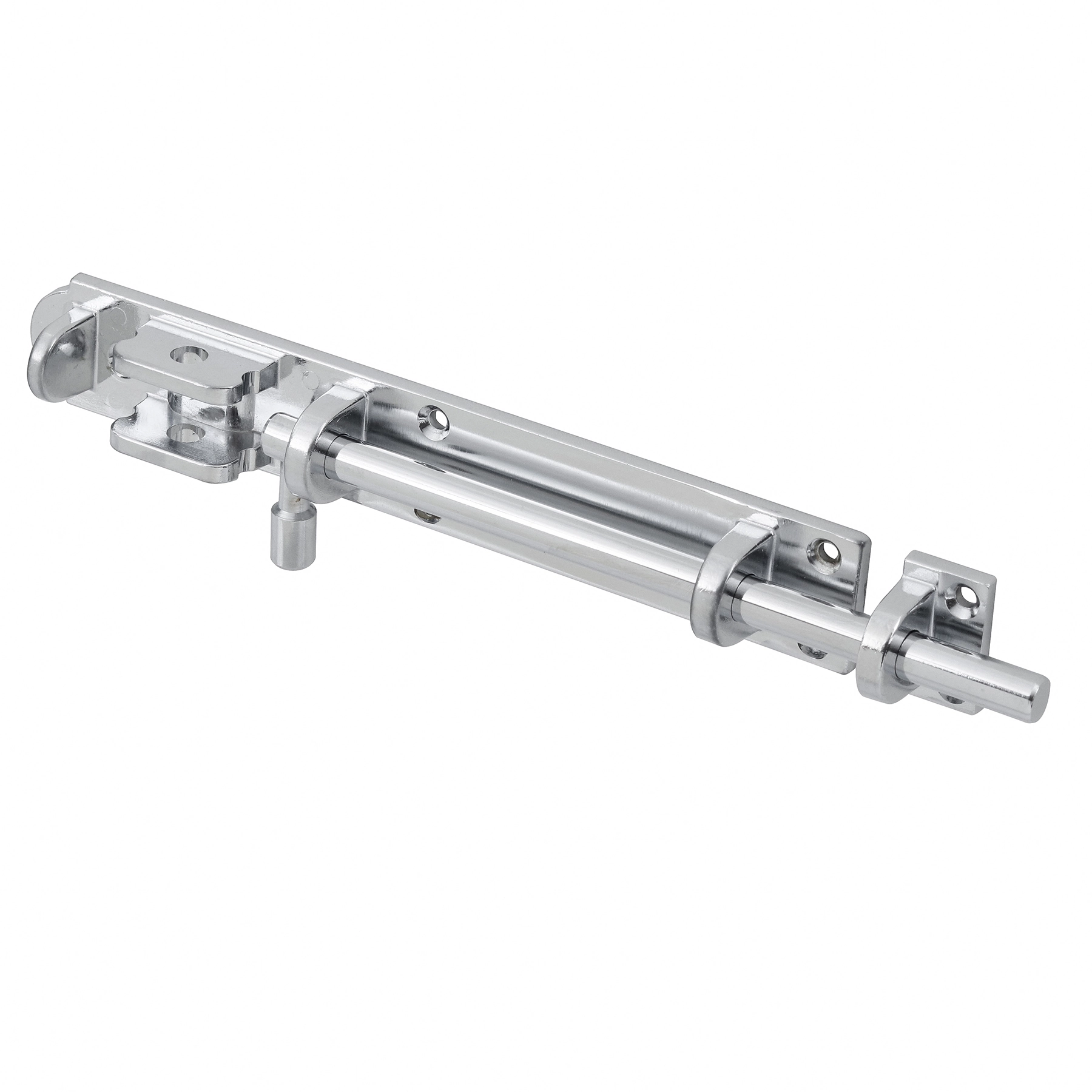 Trinco para Porta Zamac 200mm Ferrolho Redondo Prata Cromado União Mundial