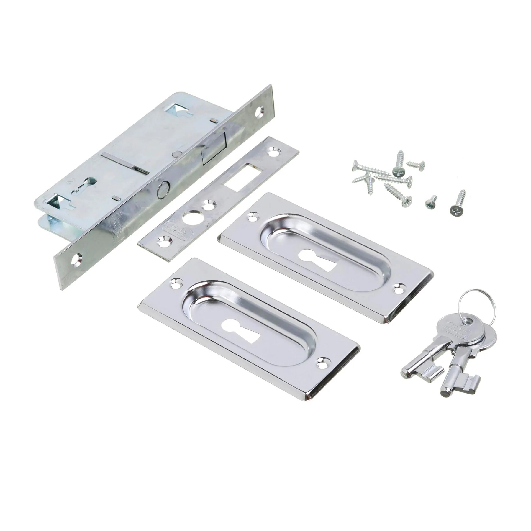 Fecho Concha de Embutir para Janela Aço Cromado Prata 100x40mm União Mundial