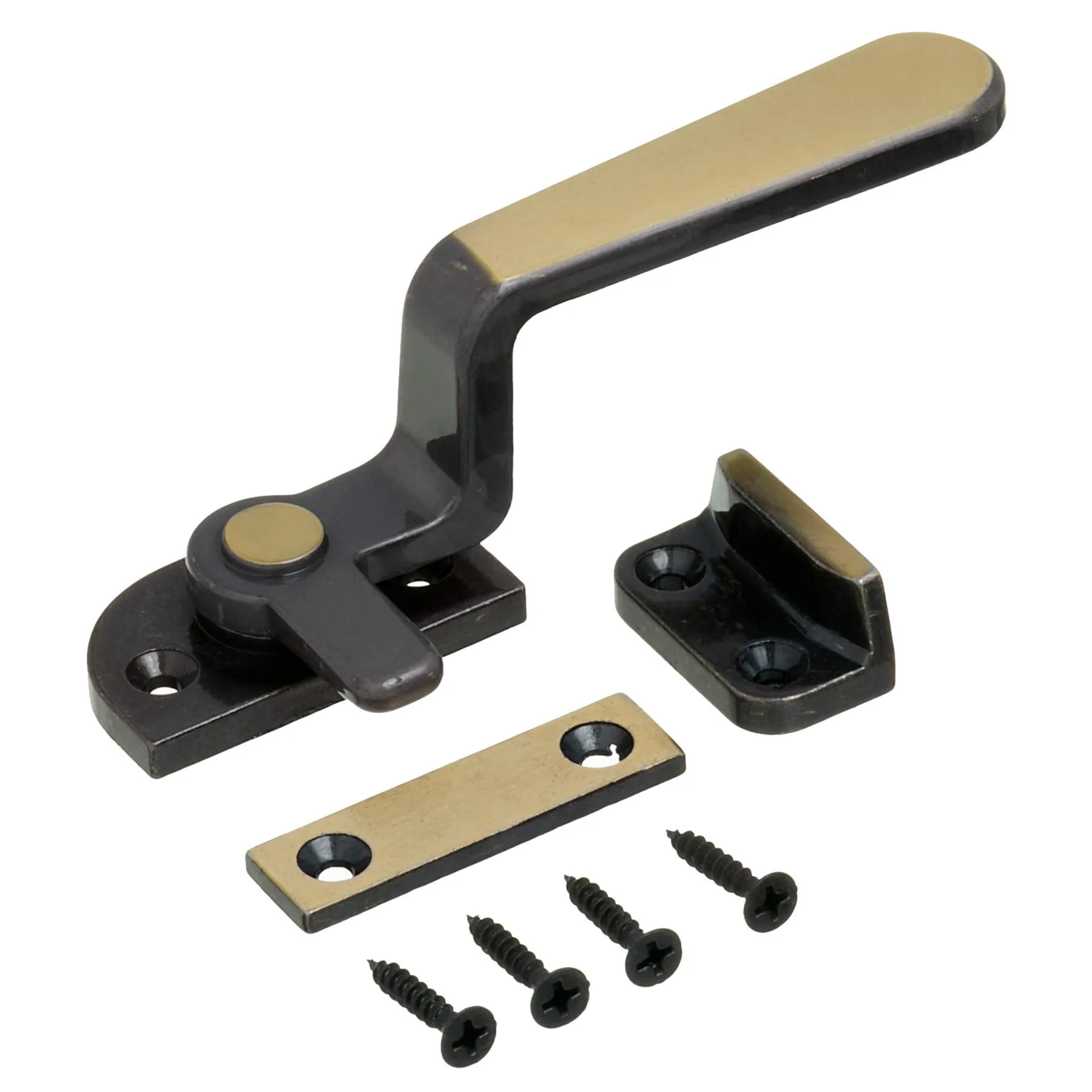 Trinco para Janela Sobrepor Zamac Dourado Oxidado 90x20mm União Mundial