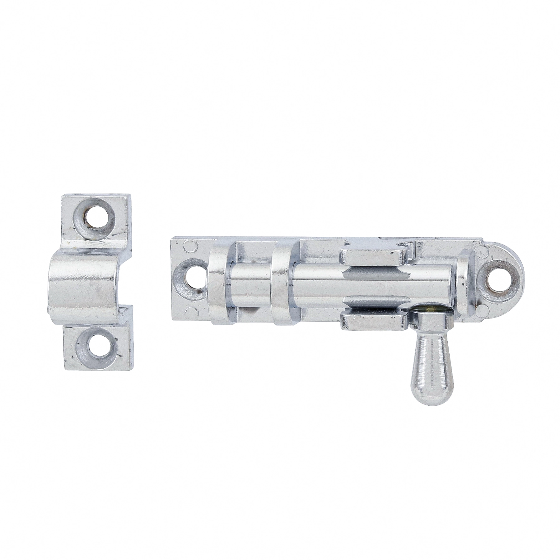 Trinco para Porta Zamac 50mm Ferrolho Redondo Prata União Mundial