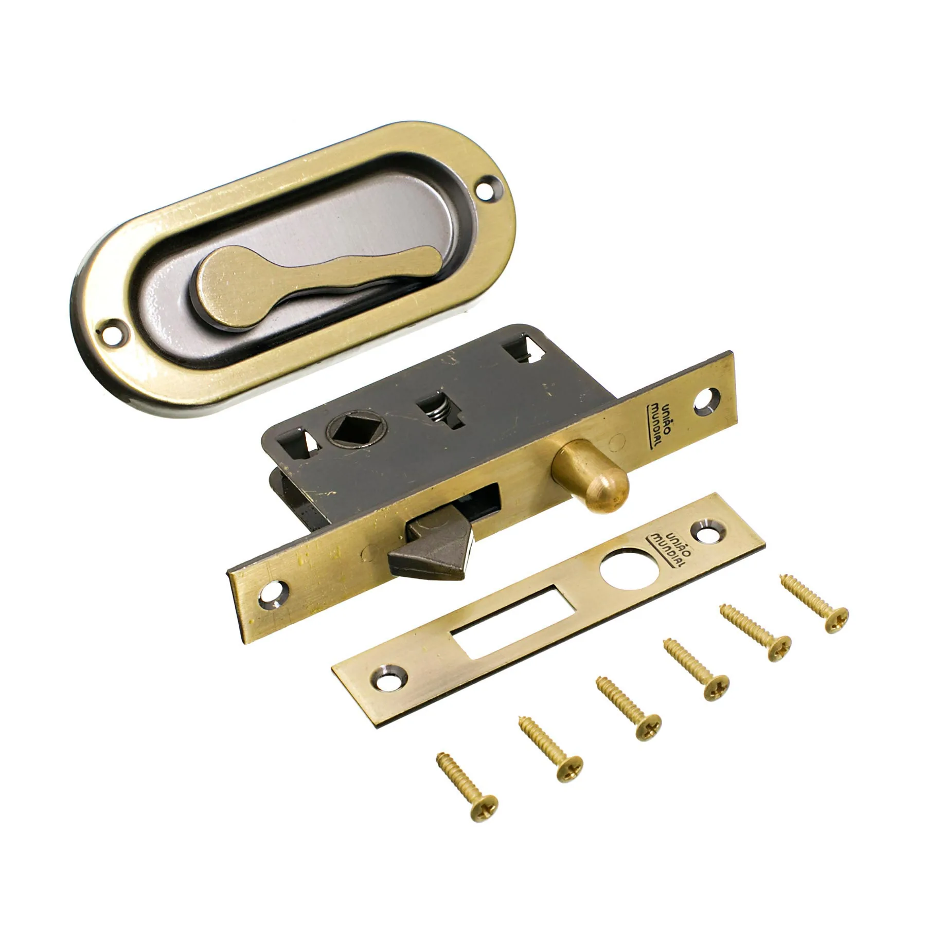 Fecho Concha para Janela Latão Dourado 100x40mm União Mundial