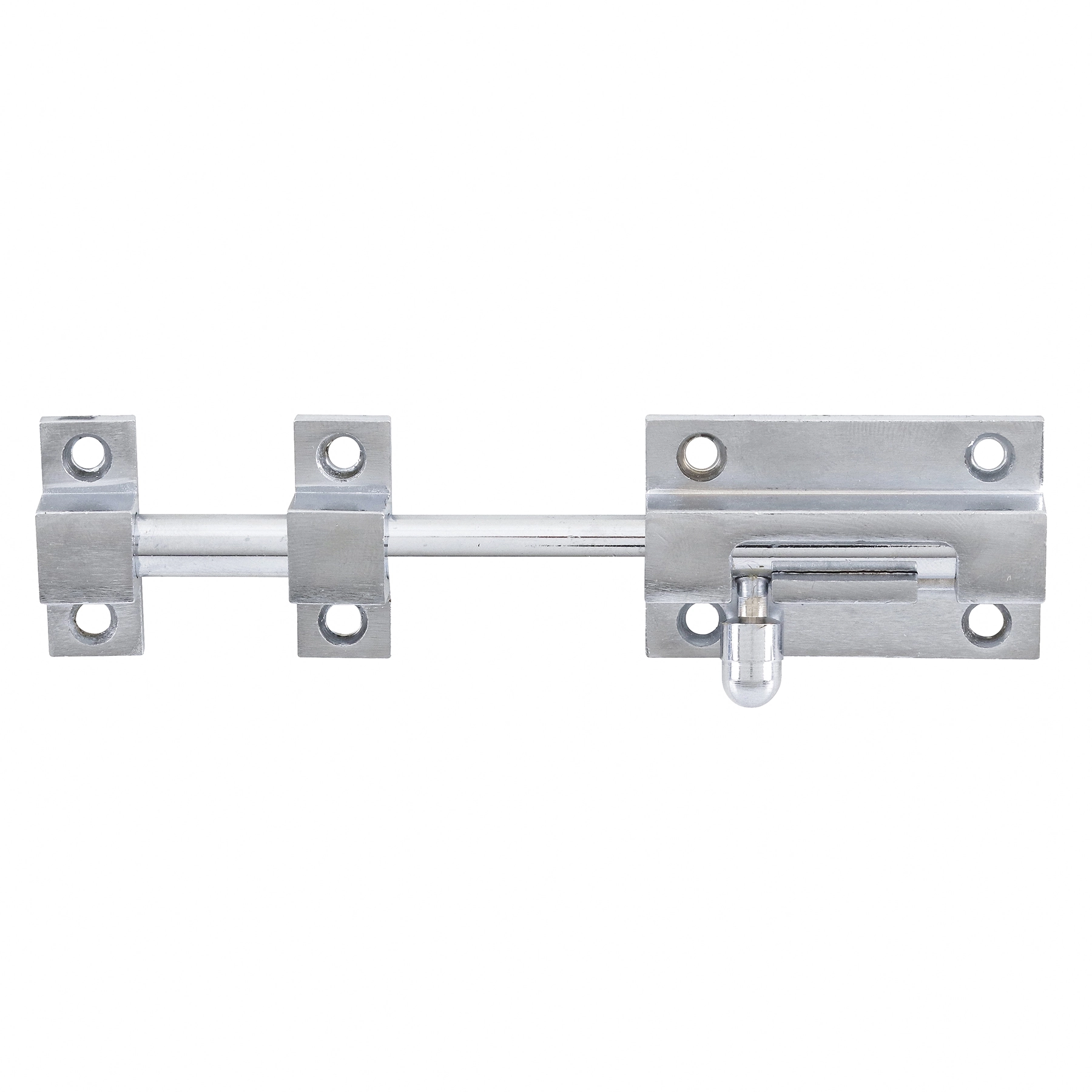 Trinco para Porta Latão Zamac 120mm Ferrolho Redondo Prata Cromado