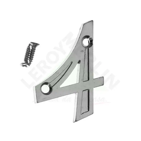 Número Apartamento "4" 4cm Parafusar Zamac Prata