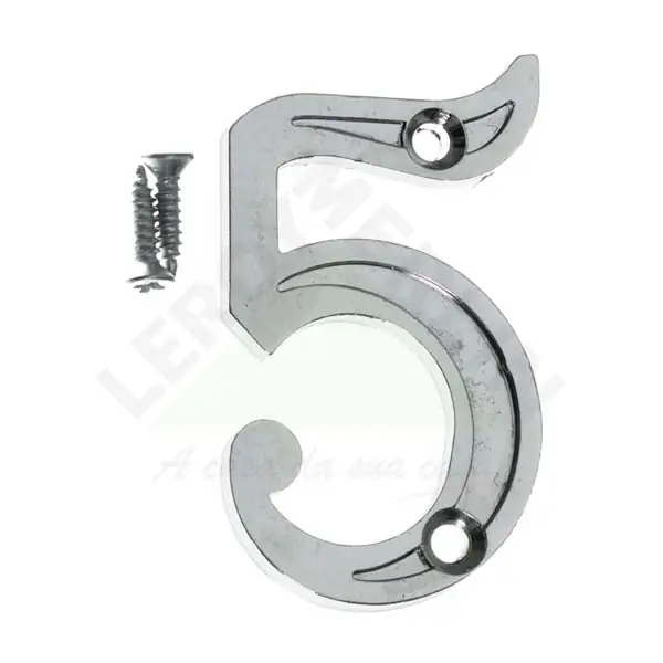 Número Apartamento "5" 4cm Parafusar Zamac Prata