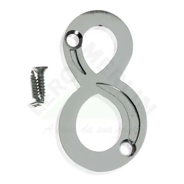 Número Apartamento "8" 4cm Parafusar Zamac Prata