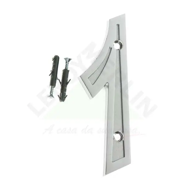 Número Casa "1" 13cm Parafusar Zamac Prata