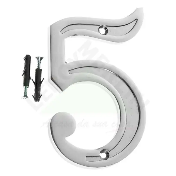 Número Casa "5" 13cm Parafusar Zamac Prata