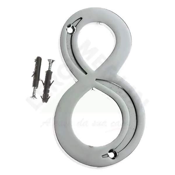 Número Casa "8" 13cm Parafusar Zamac Prata