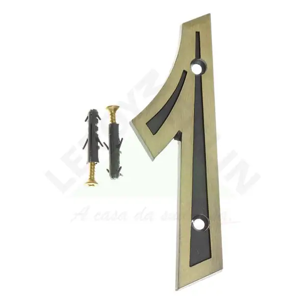 Número Casa "1" 13cm Parafusar Zamac Dourado
