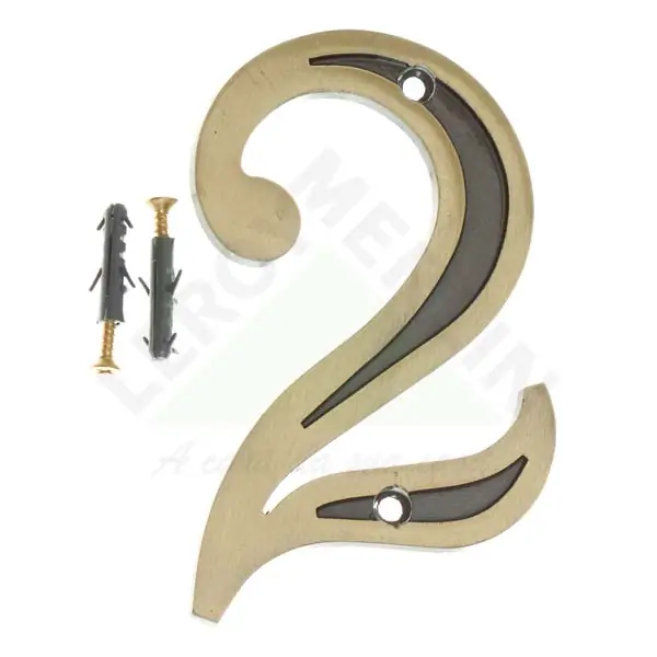 Número Casa "2" 13cm Parafusar Zamac Dourado