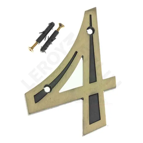 Número Casa "4" 13cm Parafusar Zamac Dourado