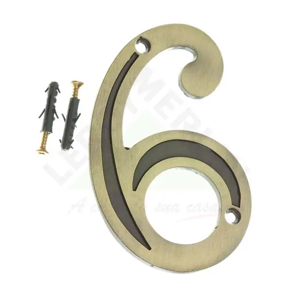 Número Casa "6/9" 13cm Parafusar Zamac Dourado
