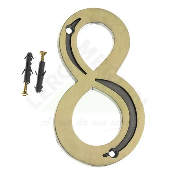 Número Casa "8" 13cm Parafusar Zamac Dourado