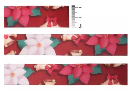 Fita Cetim Ecf005tr Cor 219 Flores Natalinas 22mm M Fitas Progresso