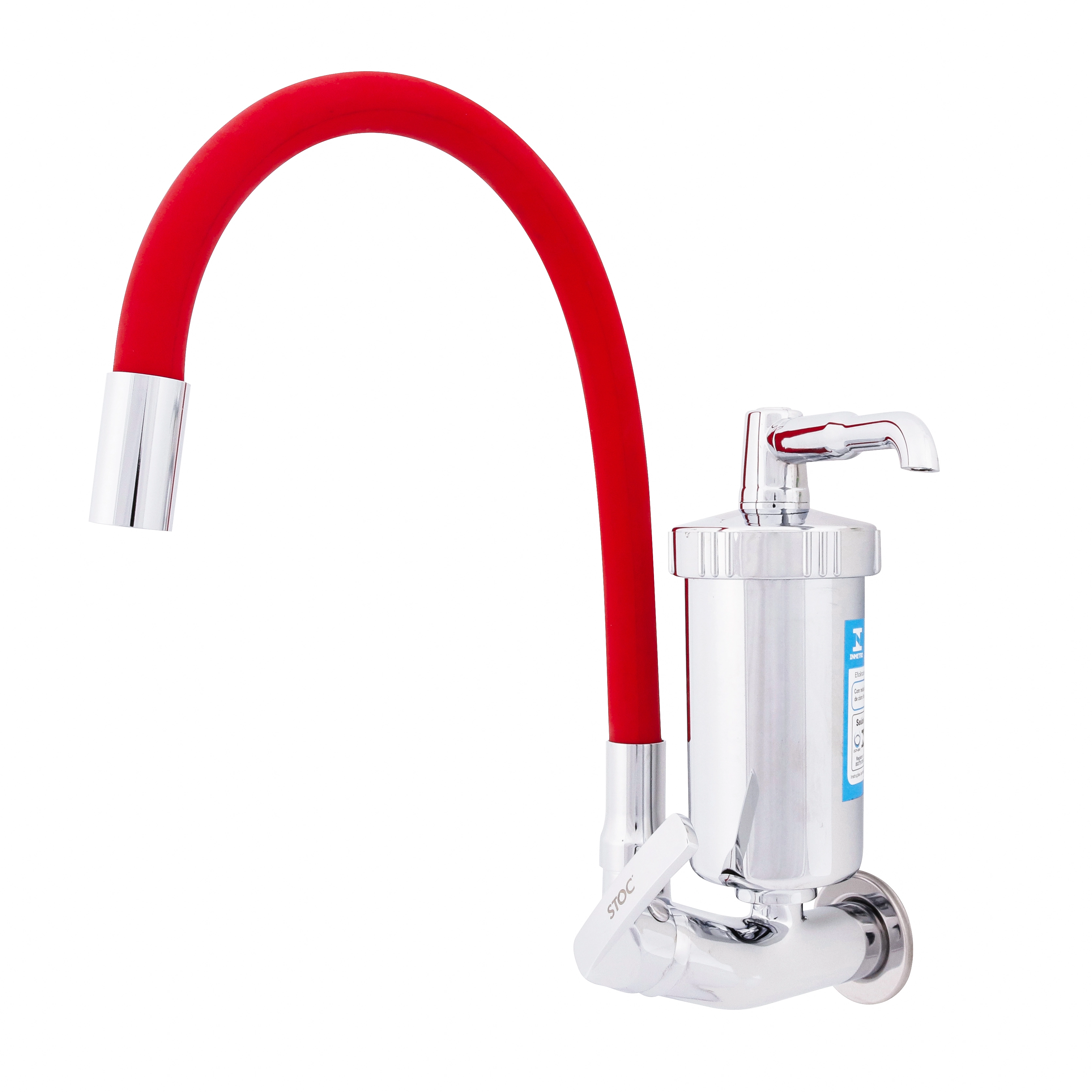 Torneira com Filtro para Parede de Cozinha Flex Gourmet Vermelha Stoc