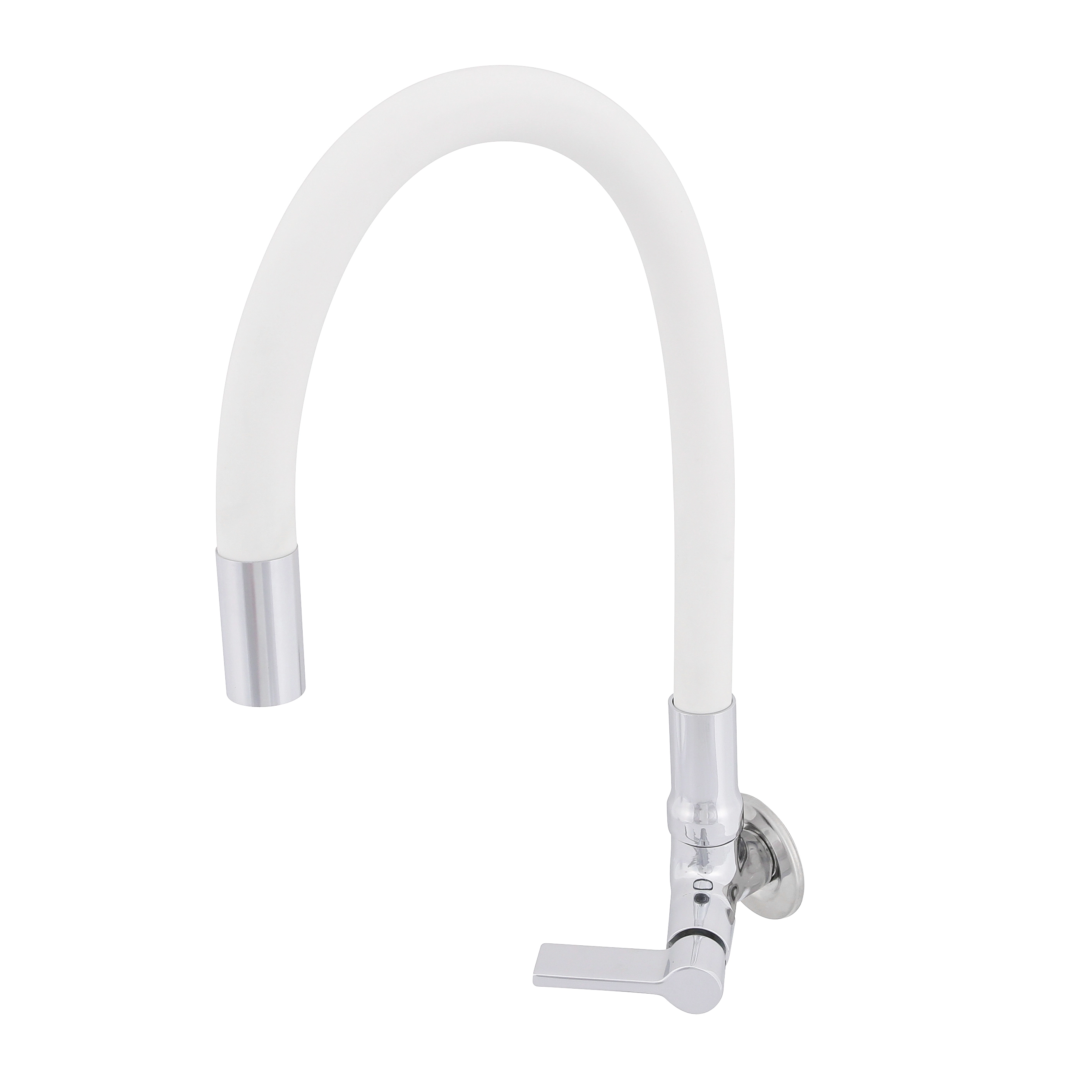 Torneira de Parede para Cozinha com Bica Alta Flexível Cromada e Branca Colors Flex Delinia
