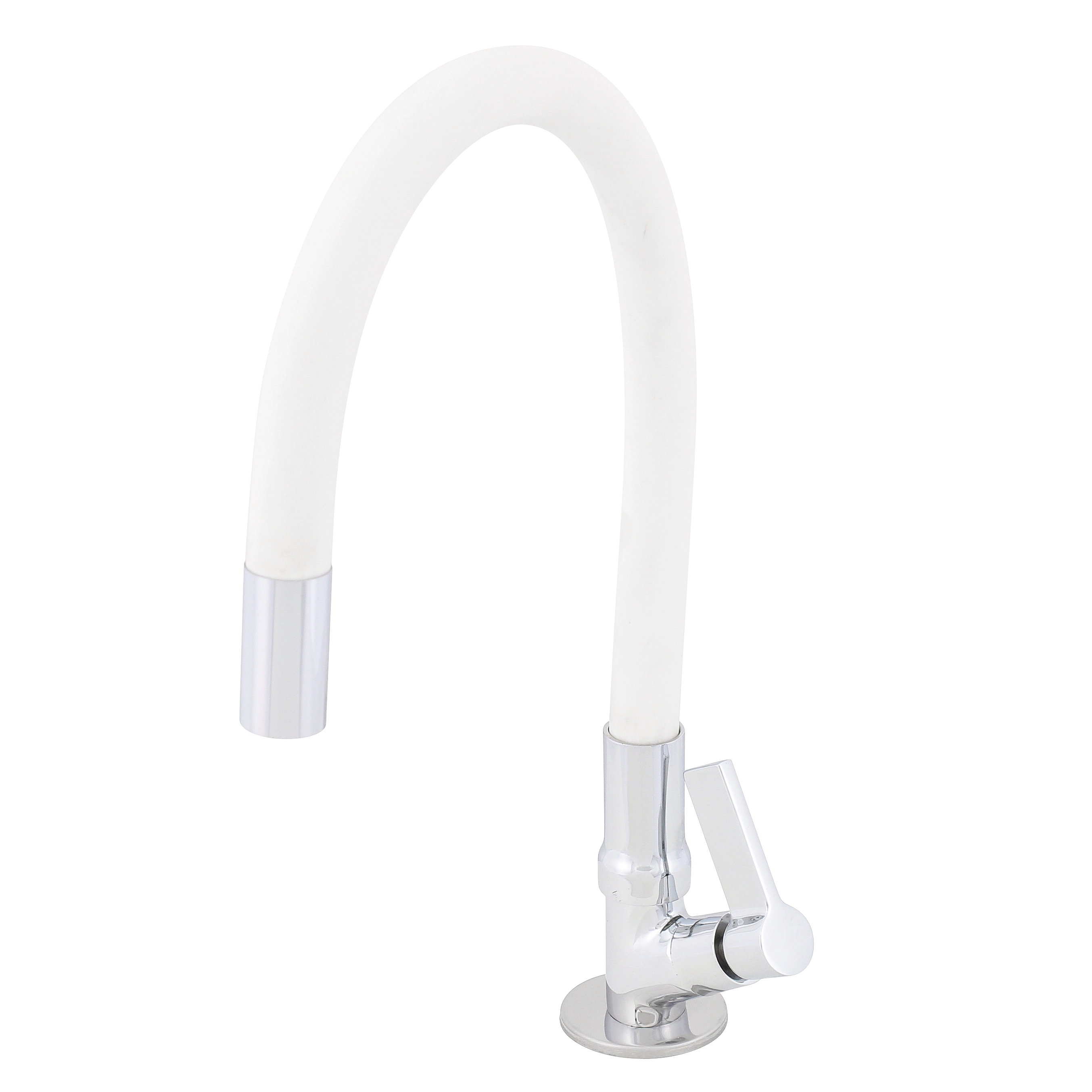 Torneira de Pia para Cozinha com Bica Alta Flexível Cromada e Branca Colors Flex Delinia