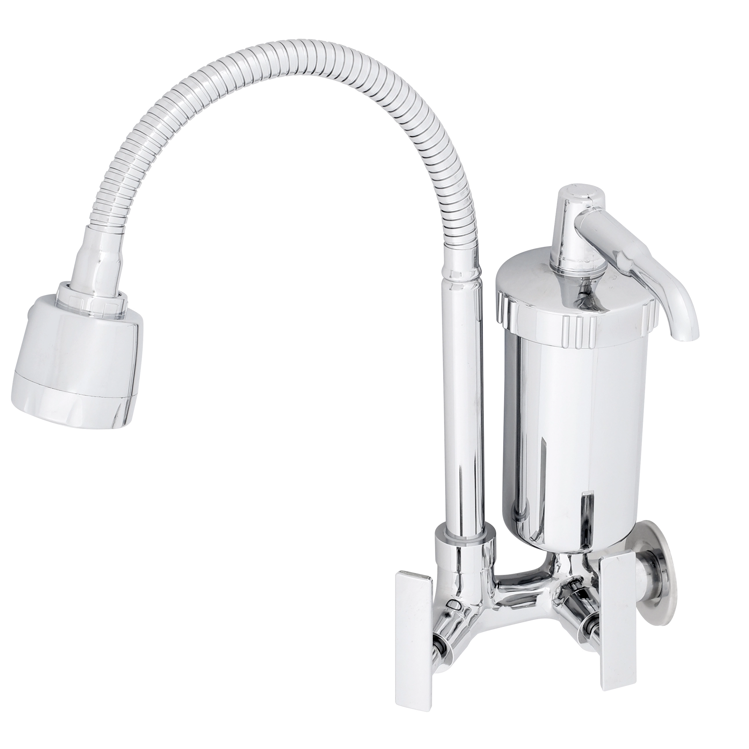 Torneira Gourmet com Filtro de Parede para Cozinha com Bica Alta Flexível Cromada Gourmet Flex Equation