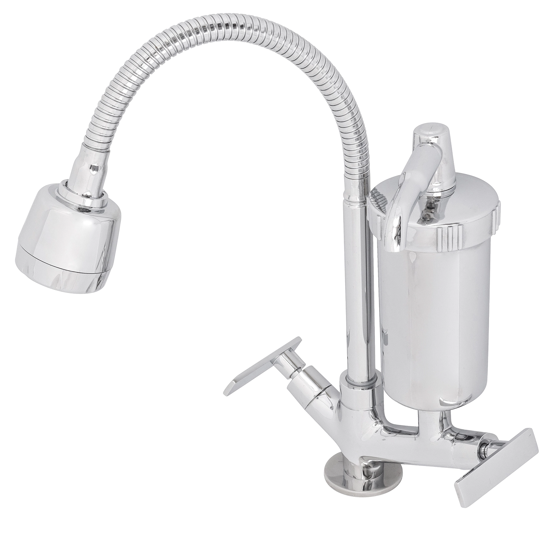 Torneira Gourmet com Filtro de Pia para Cozinha com Bica Alta Flexível Cromada Gourmet Flex Equation