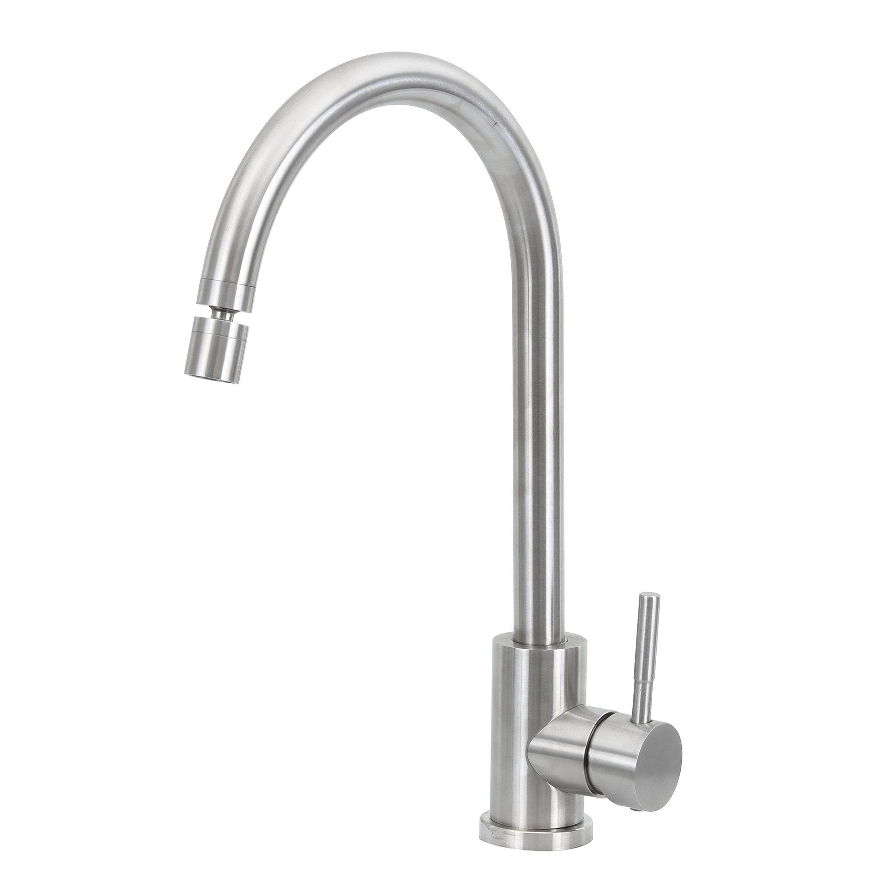 Torneira Monocomando de Pia para Cozinha Bica Alta Aço Inox 304 Escovado Stoc