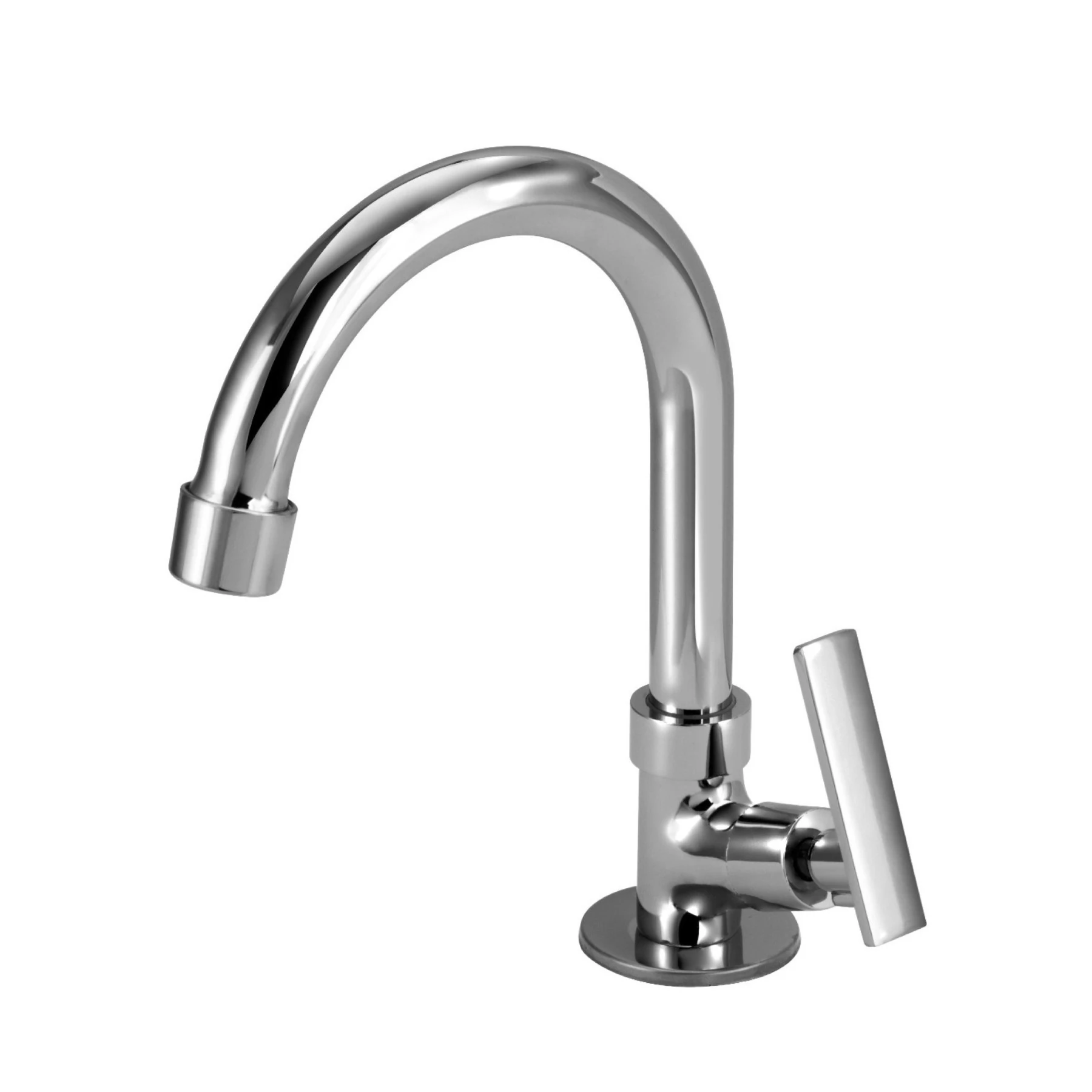 Torneira de Pia para Banheiro com Bica Média Cromada Light Alavanca Flat Stoc