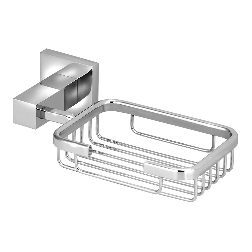 Saboneteira de Parede para Banheiro Metal Cromada Square Stoc