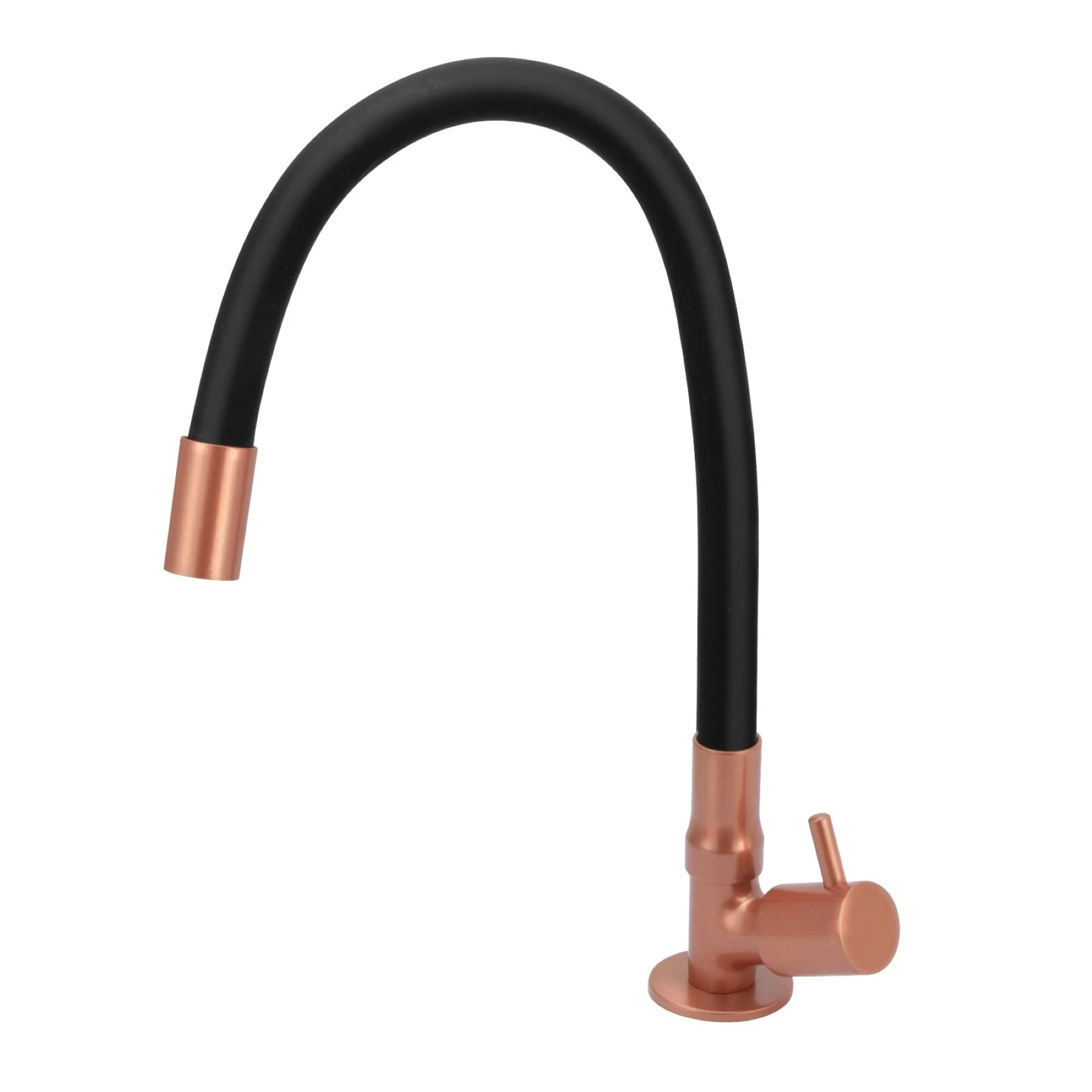 Torneira de Pia para Cozinha com Bica Alta Flexível Rose Gold e Preta Color Stoc