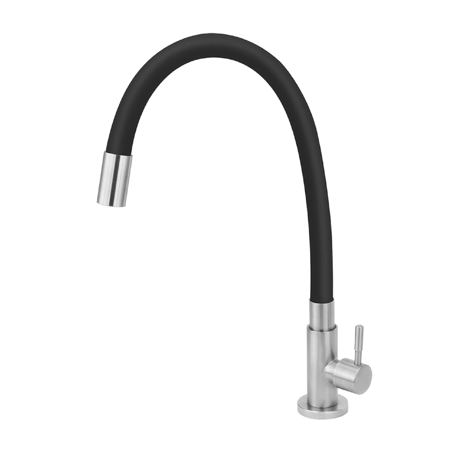 Torneira de Pia para Cozinha com Bica Alta Flexível Preta Fosca Steel Stoc
