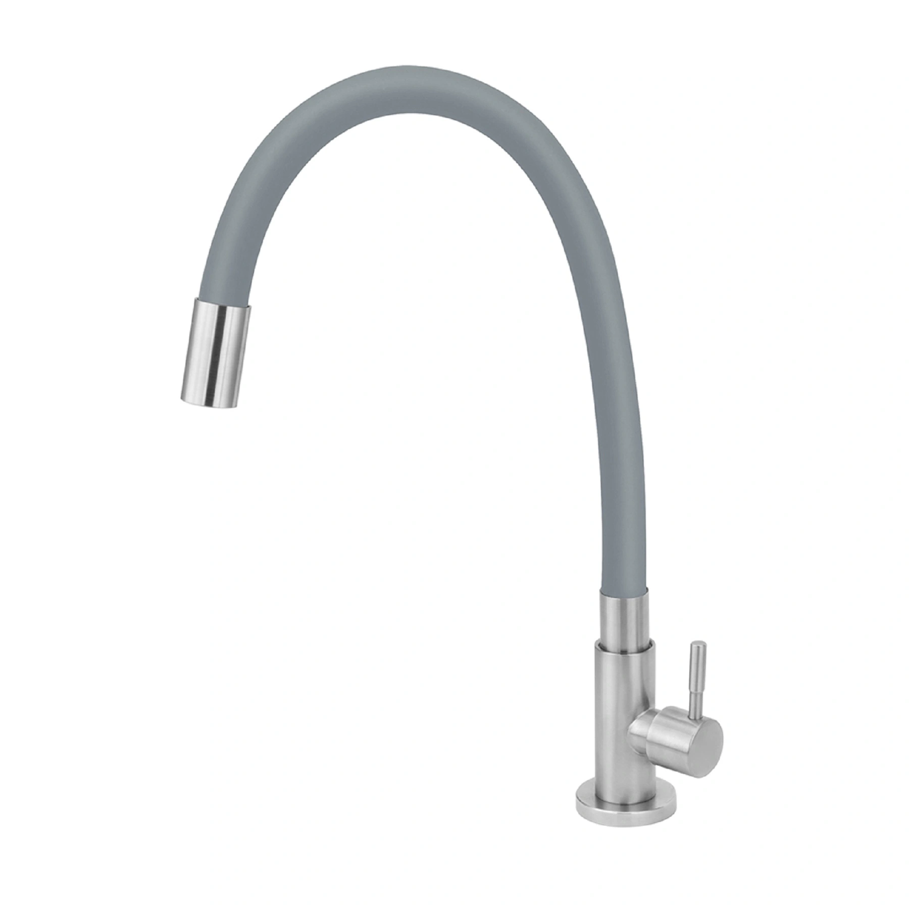 Torneira de Pia para Cozinha com Bica Alta Flexível Cinza Fosca Steel Stoc
