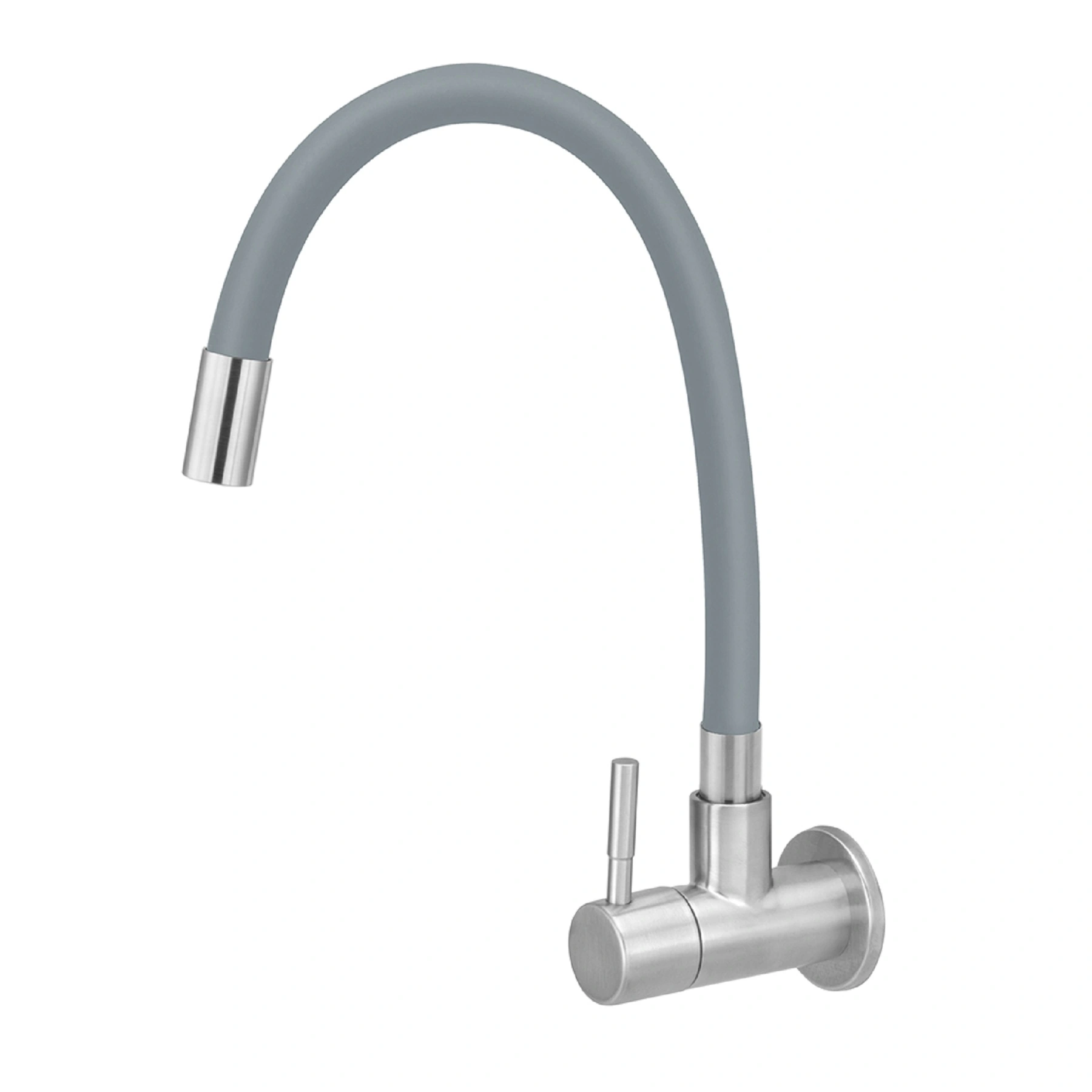 Torneira de Parede para Cozinha com Bica Alta Flexível Cinza Fosca Steel Stoc