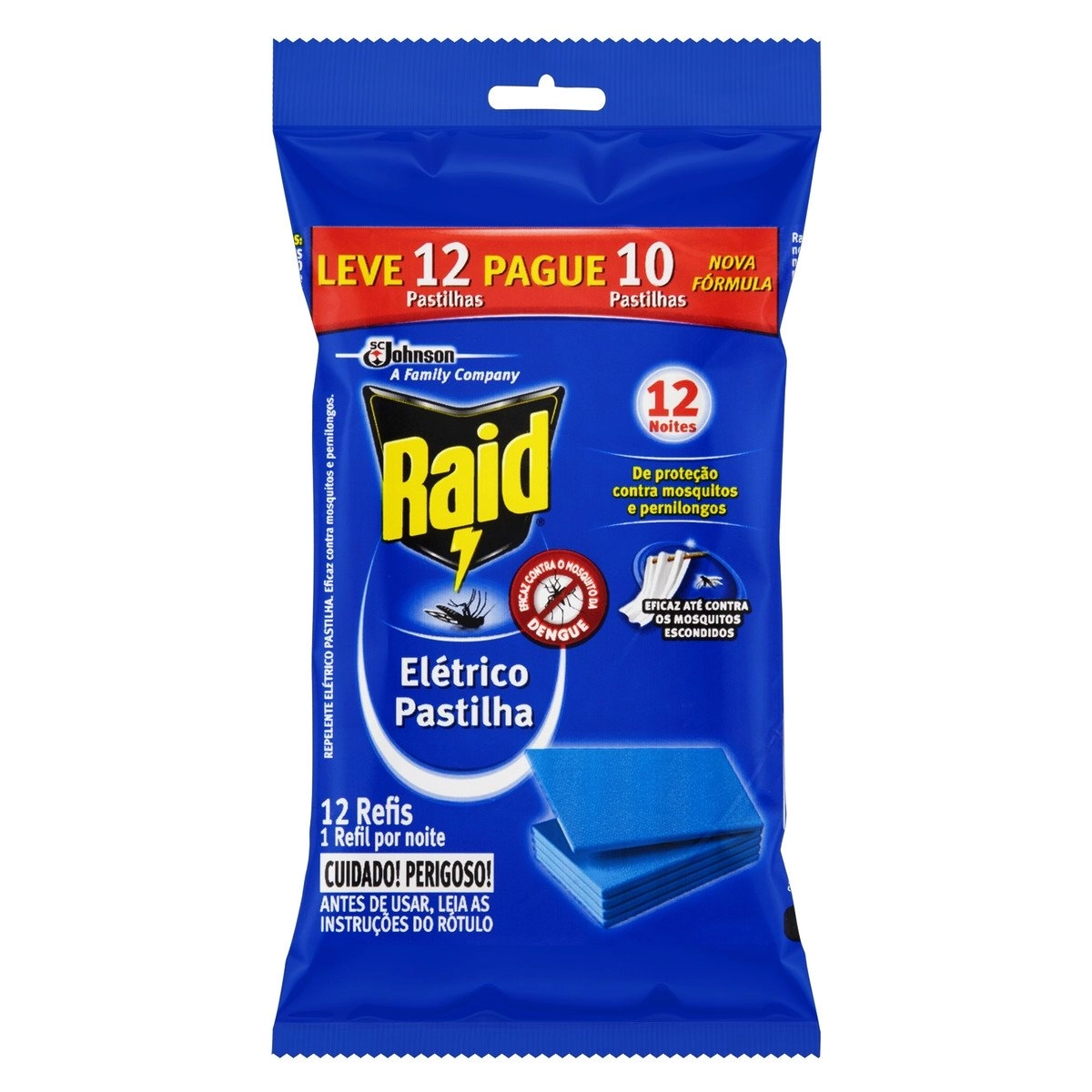 Repelente Elétrico Pastilha RAID Refil 12 Unidades