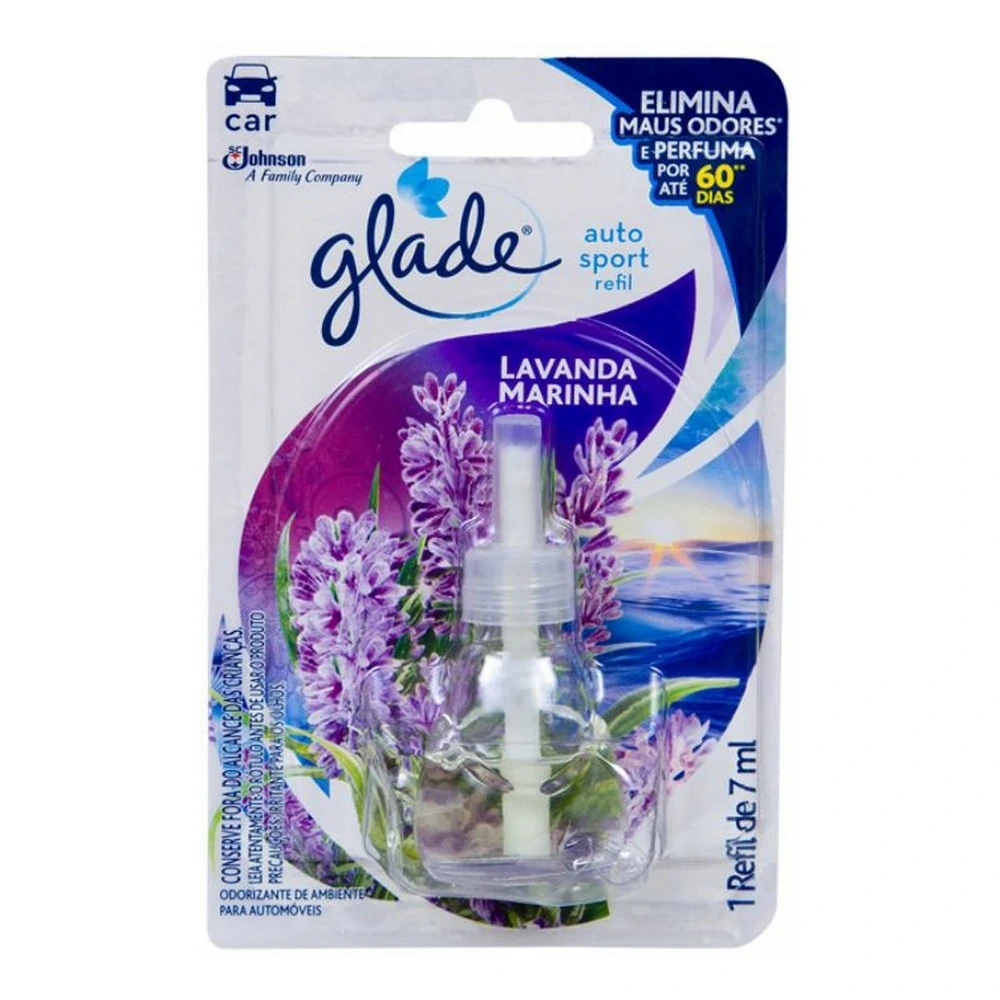 Odorizador Automotivo Lavanda Marinha Glade Auto Sport Blister 7ml Refil