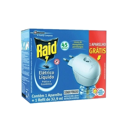 Inseticida Raid Elétrico 45 Noites Refil Grátis Aparelho 32,9ml