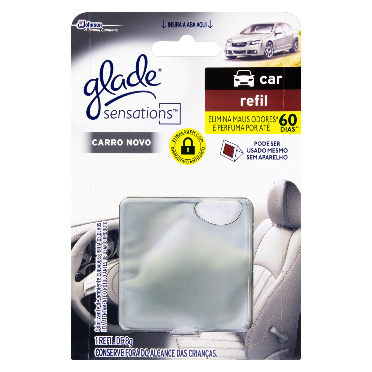 Odorizador Automotivo Carro Novo Glade Sensations Car Blister 8g Refil