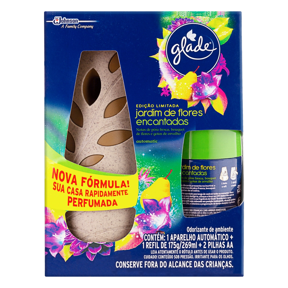 Aparelho E Odorizador De Ambiente Automático Jardim De Flores Encantadas Glade Caixa 269ml