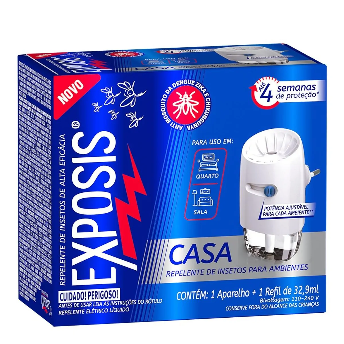 Repelente Elétrico Líquido Exposis Casa Aparelho + Refil 32,9 ml