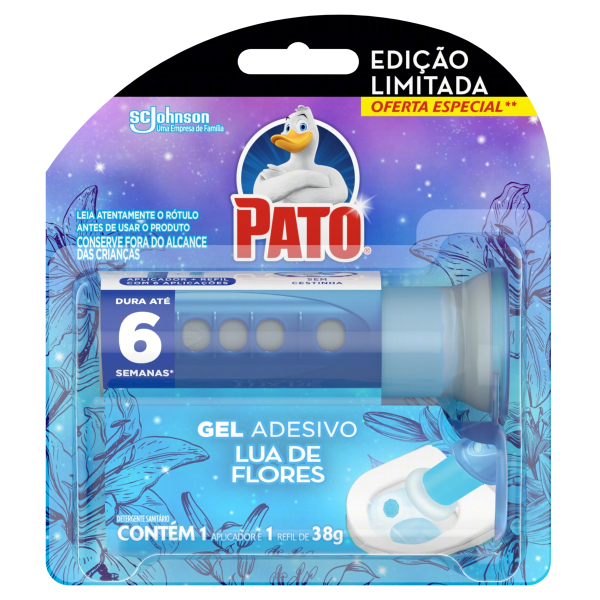 Detergente Sanitário Gel Adesivo com Aplicador Lua de Flores Pato 38g