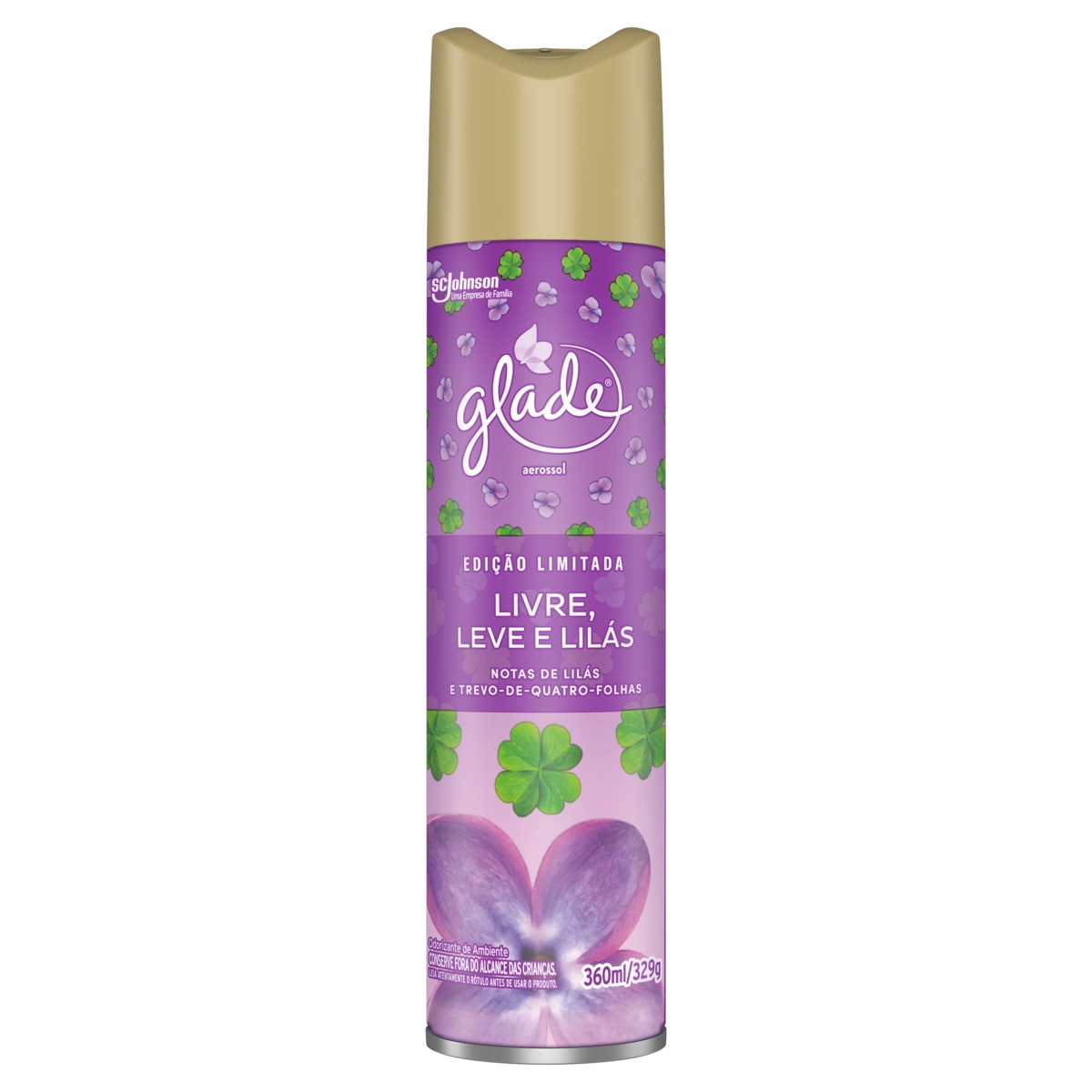 Odorizador de Ambiente Aerossol Livre, Leve e Lilás Glade Frasco 360ml