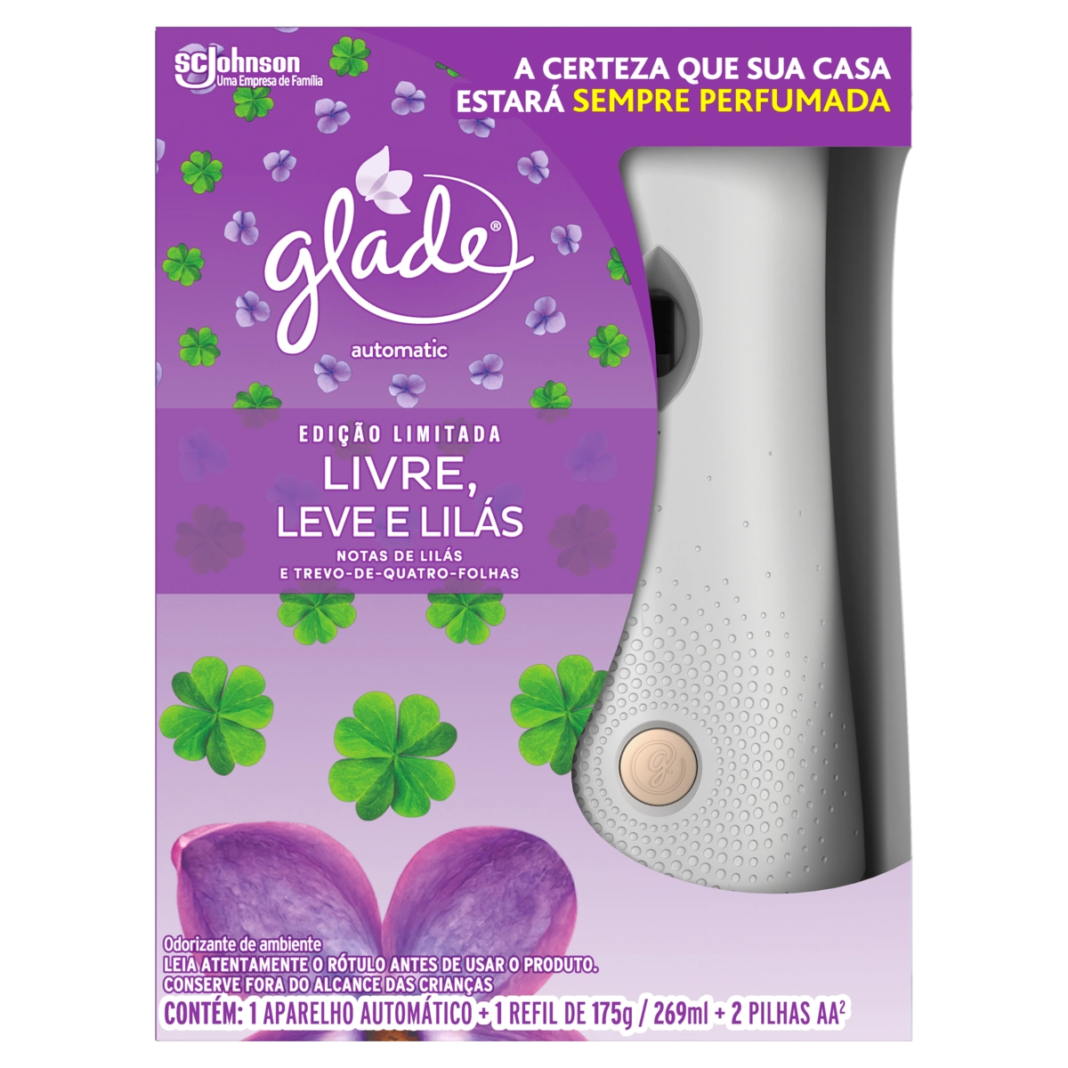 Aparelho e Odorizador de Ambiente Livre, Leve e Lilás Glade Automatic Caixa 269ml