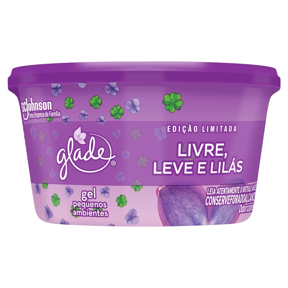 Odorizador de Ambiente Gel Livre, Leve e Lilás Glade Pote 70g